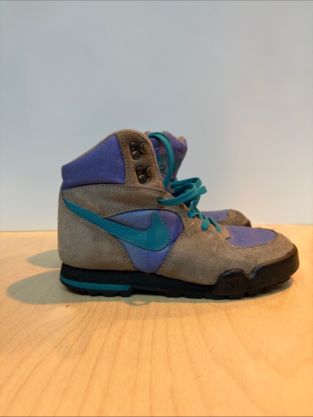 Nike Caldera Teal and Purple Suede High-Top Sneakers